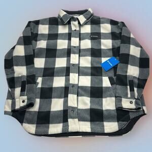 COLUMBIA Women’s 3X Black White Fleece Shirt Jacket